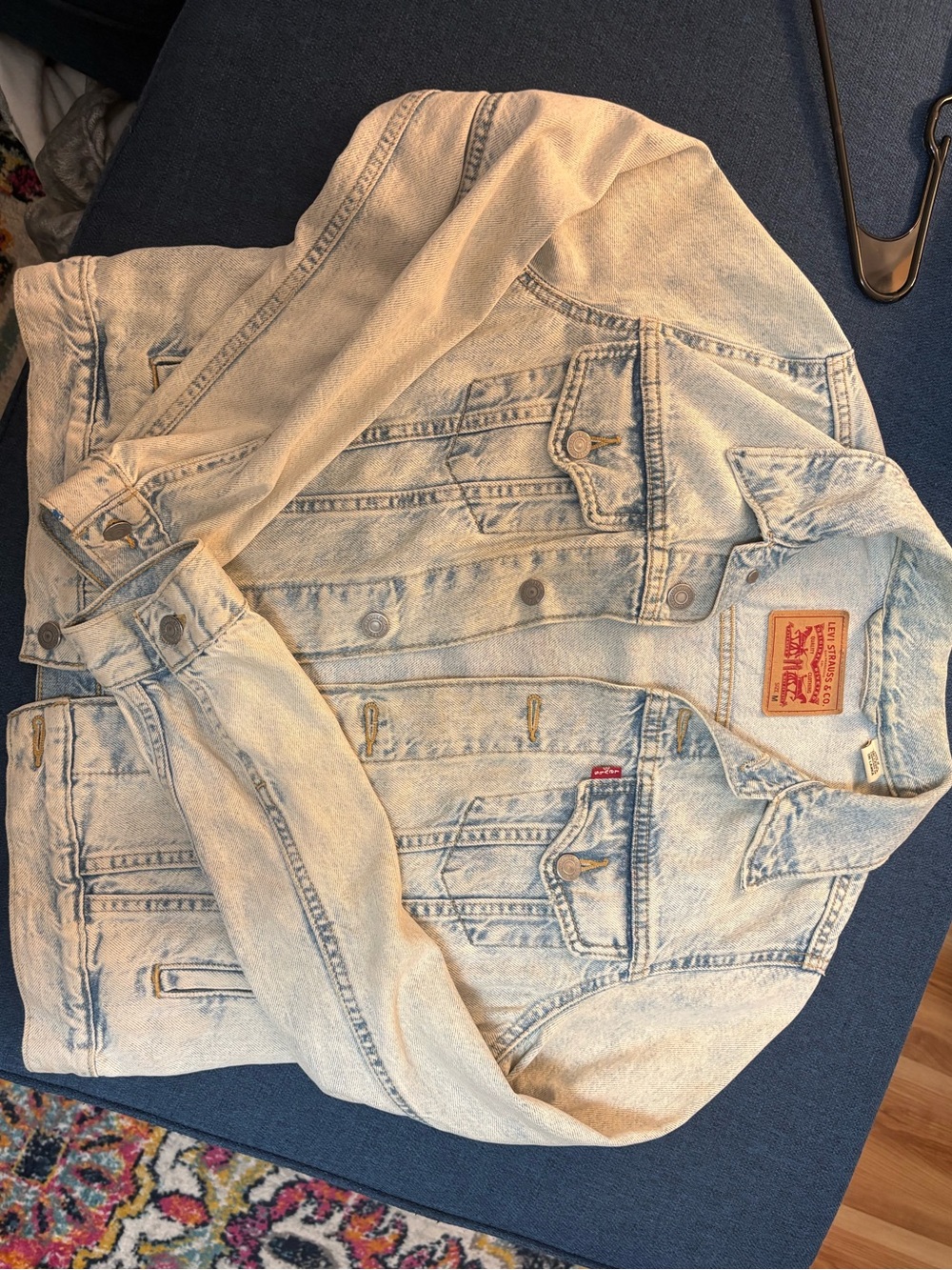 Levi's Light Blue and Cream Acid Wash Denim Jacket